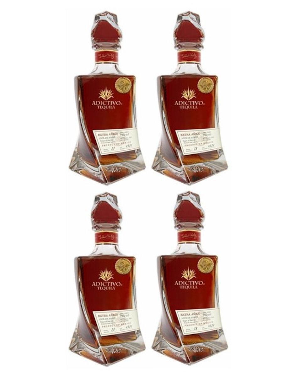 Caja de tequila Adictivo tipo Extra añejo 4 piezas 750 ml c/u