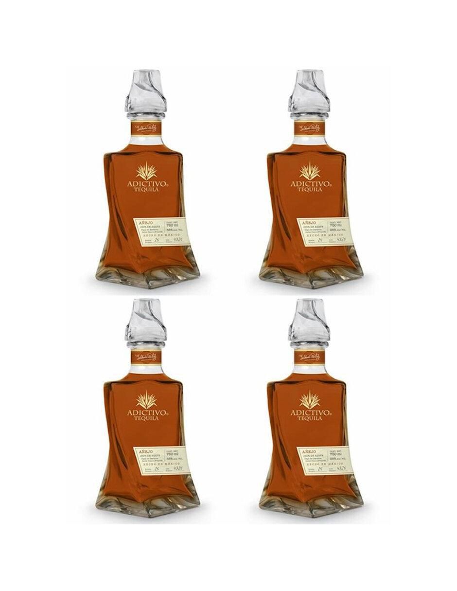 Caja de tequila Adictivo tipo Añejo 4 piezas 750 ml c/u