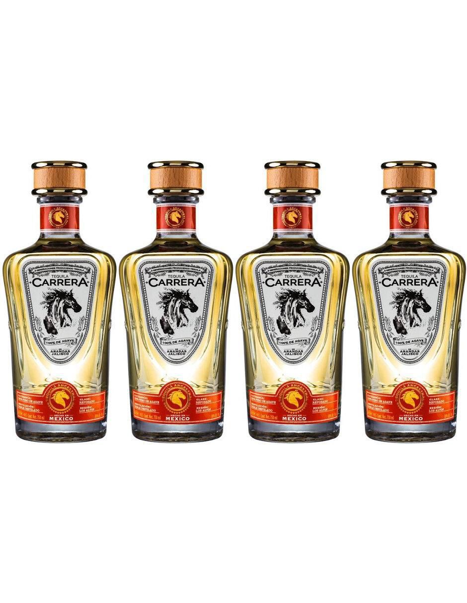 Caja de tequila Carrera tipo Reposado 4 piezas 750 ml c/u