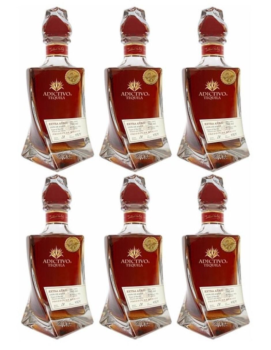 Caja de tequila Adictivo tipo Extra añejo 6 piezas 750 ml c/u