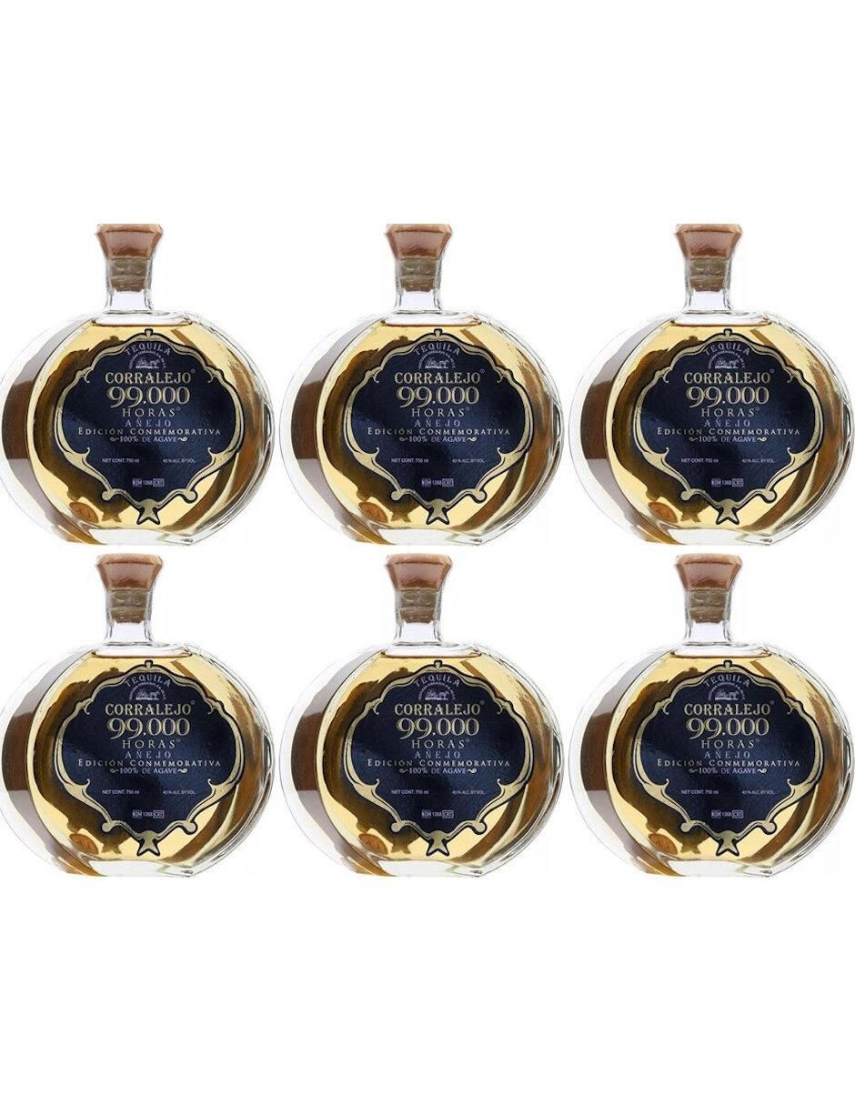 Caja de tequila Corralejo 99,000 horas tipo Añejo 6 piezas 750 ml c/u