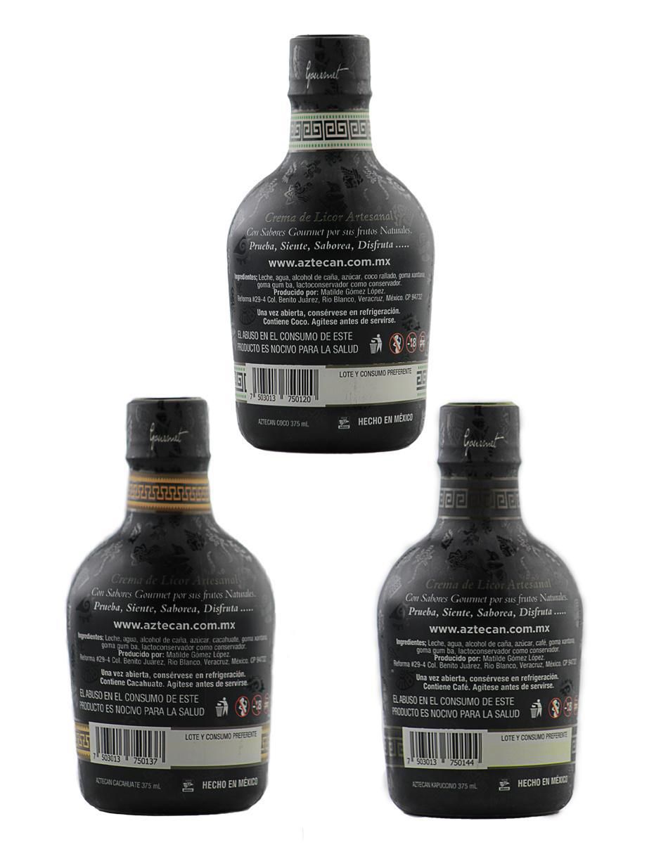 Crema de licor Aztecan sabor frutal artesanal 375 ml