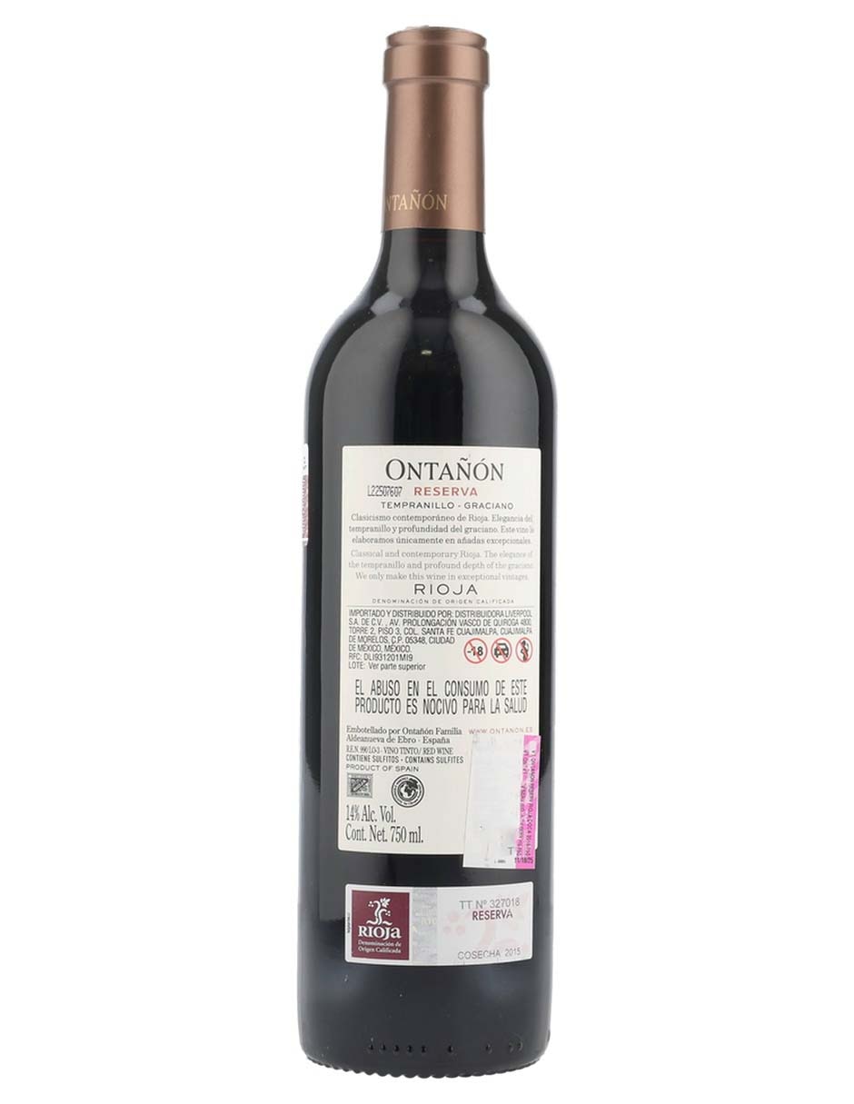 Vino tinto tempranillo Ontañon España 750 ml