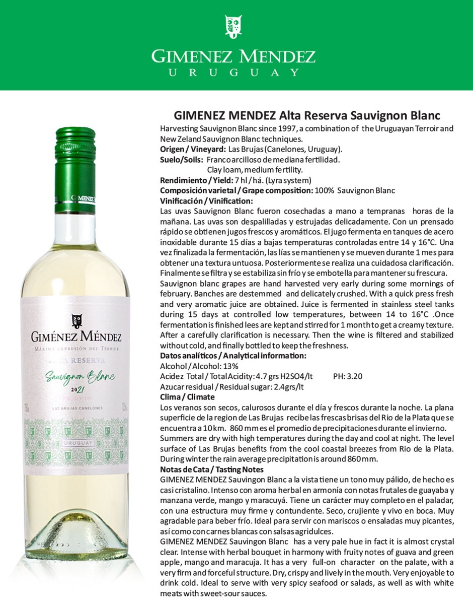 Vino blanco Gimenez Mendez