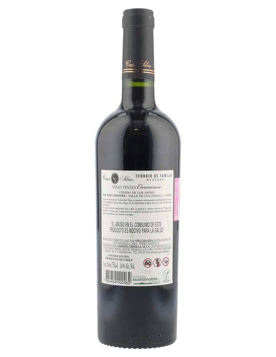 Vino tinto carmenere Casa Silva Chile 750 ml