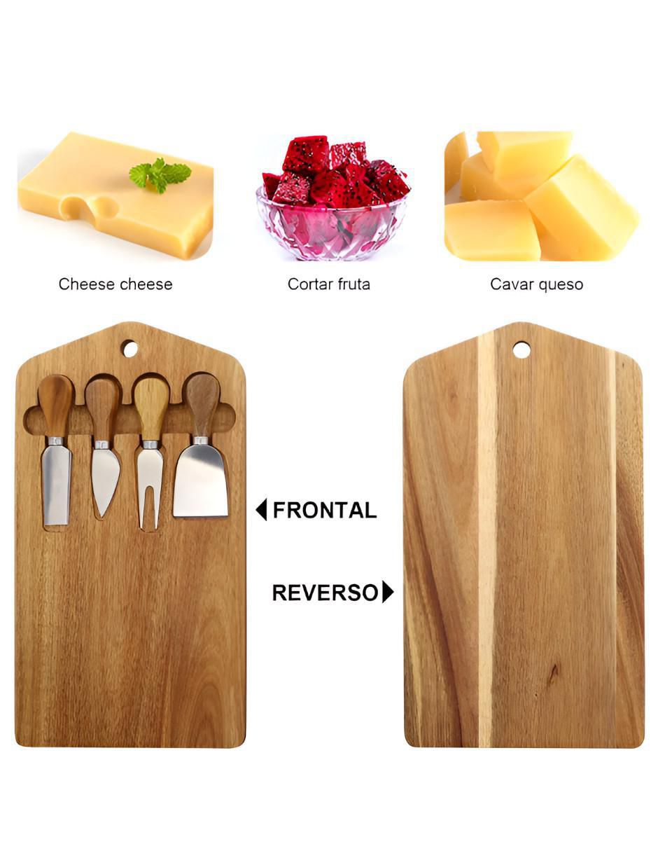 Set tabla para queso de madera