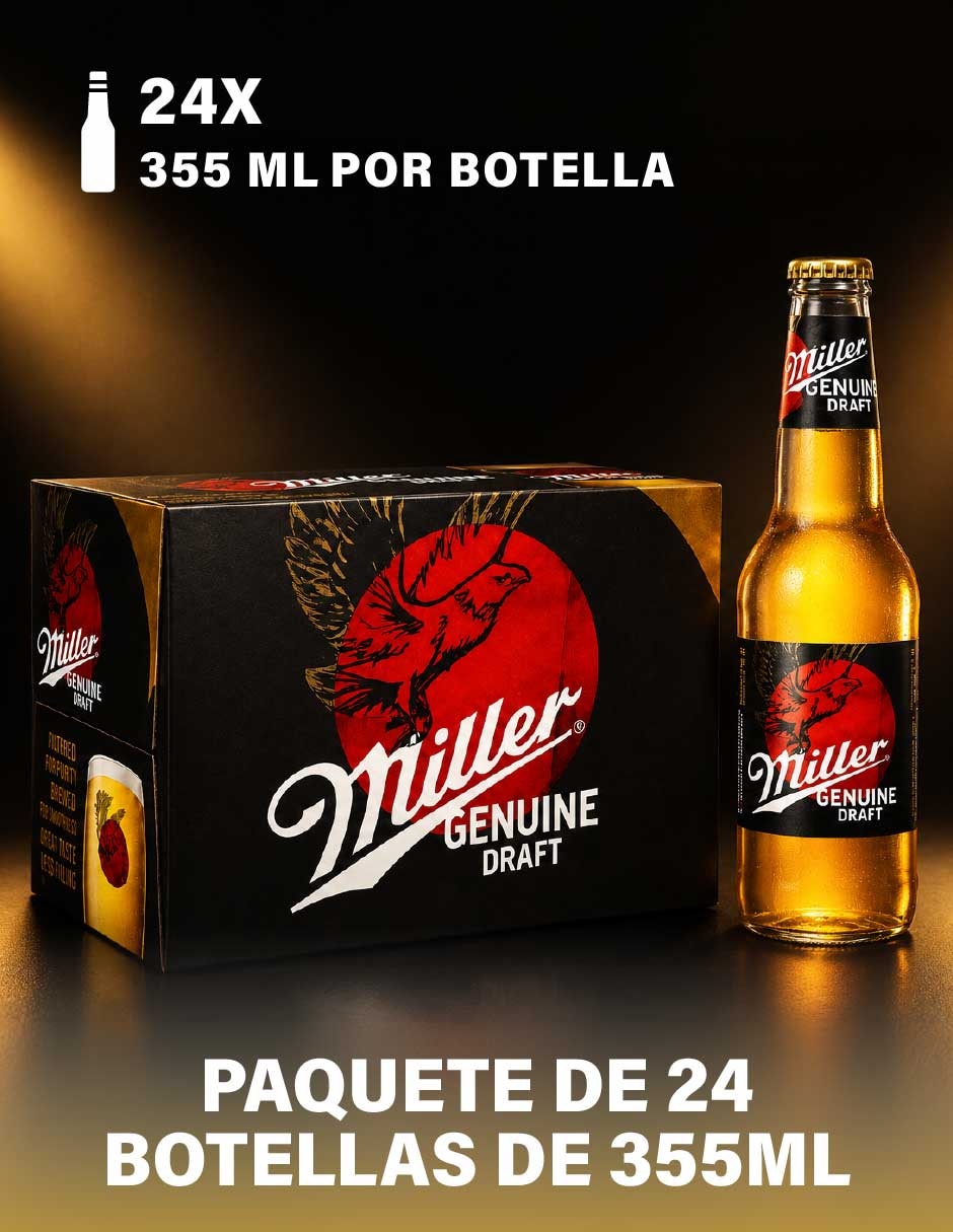 Cerveza clara genuine draft lager amargo 24 pack 355 ml 10