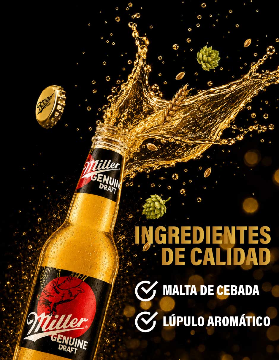 Cerveza clara genuine draft lager amargo 24 pack 355 ml 6