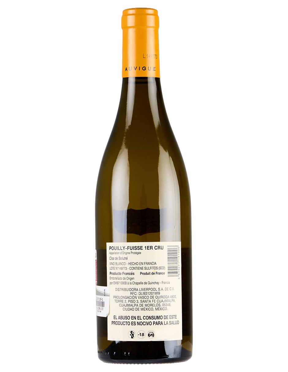 Vino Blanco Chardonnay Le Clos de Solutré Francia 750 ml 2
