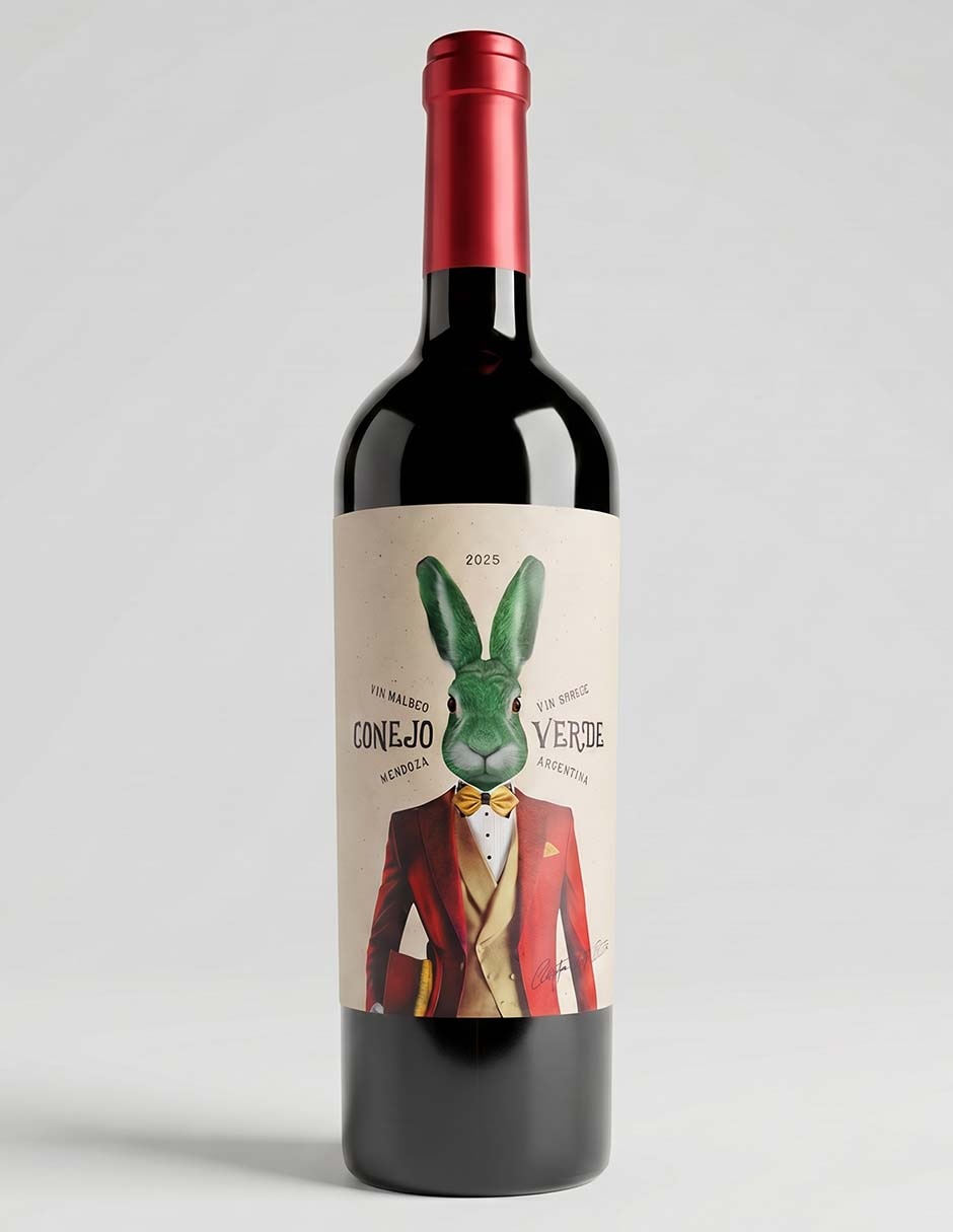 Vino tinto malbec Conejo verde Argentina 750 ml