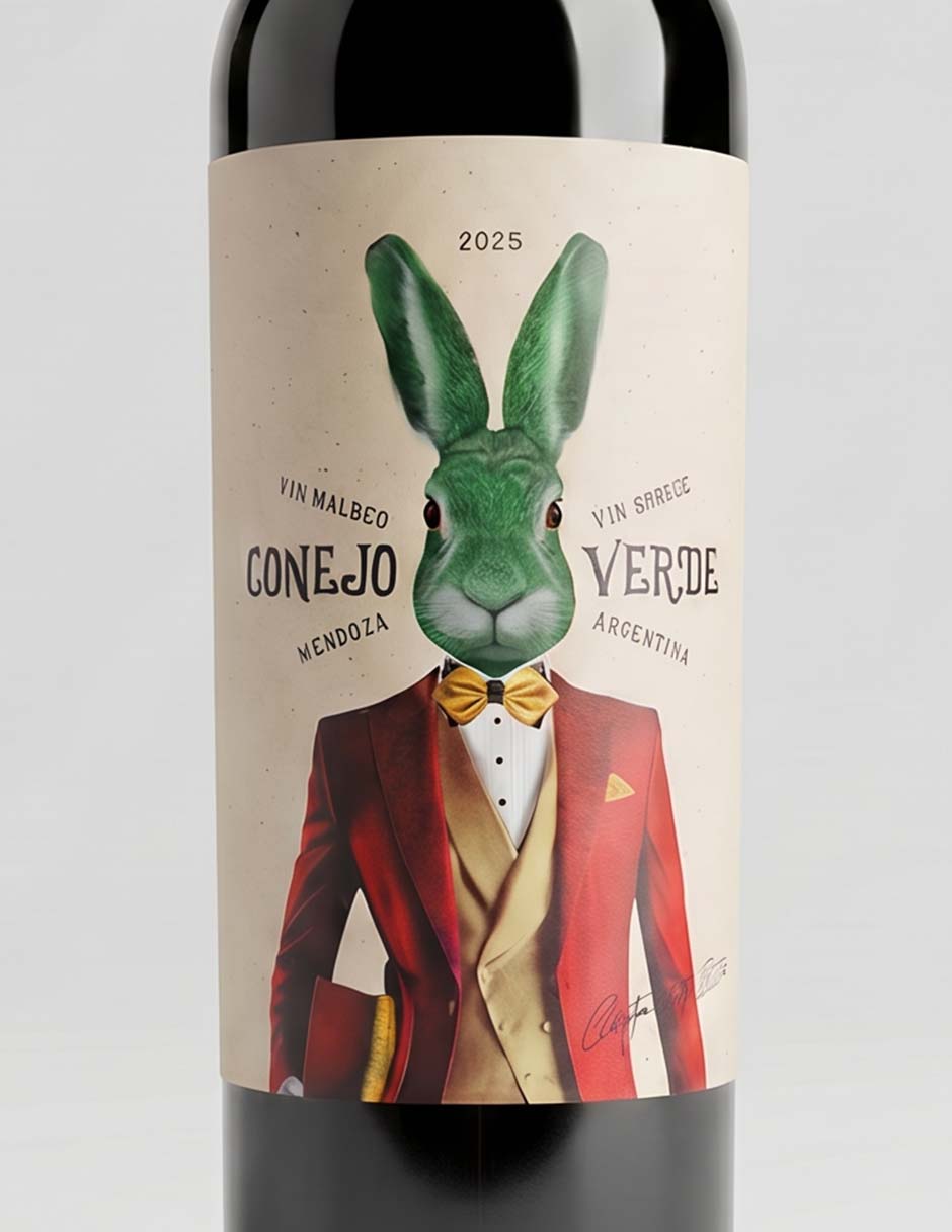 Vino tinto malbec Conejo verde Argentina 750 ml