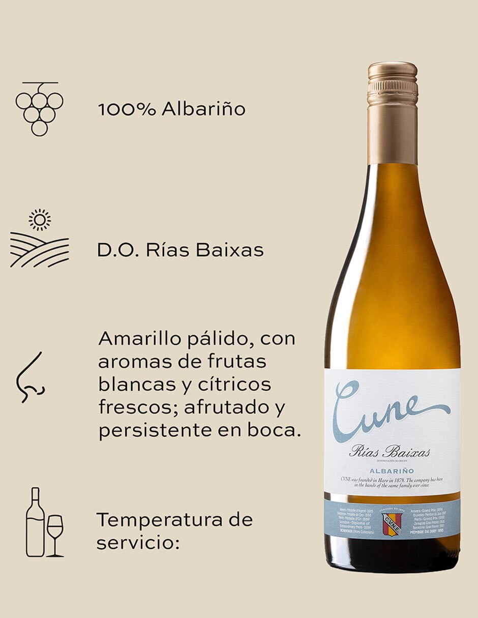 Vino Blanco Albariño España 750 ml 3