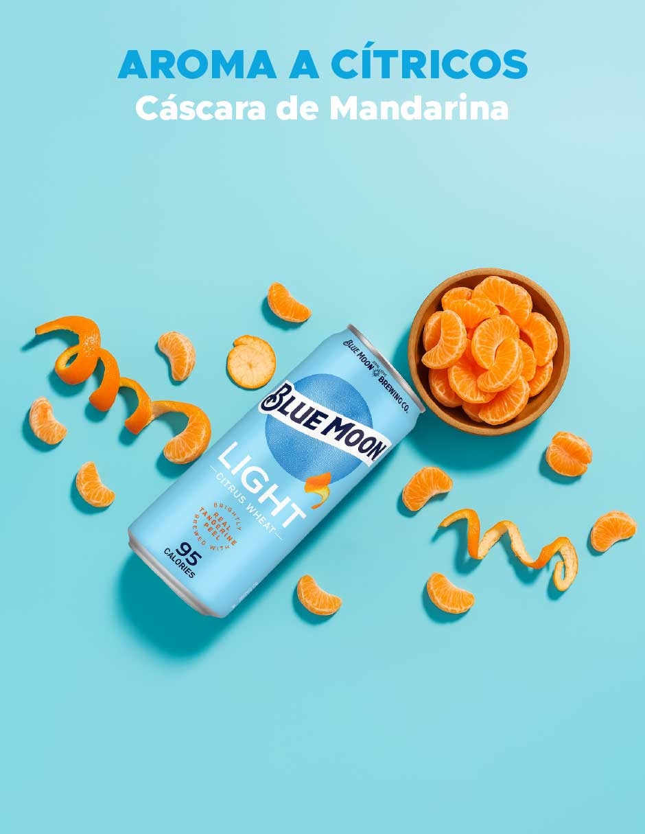Cerveza clara blue moon moon light lager herbal y cítrico 355 ml 4