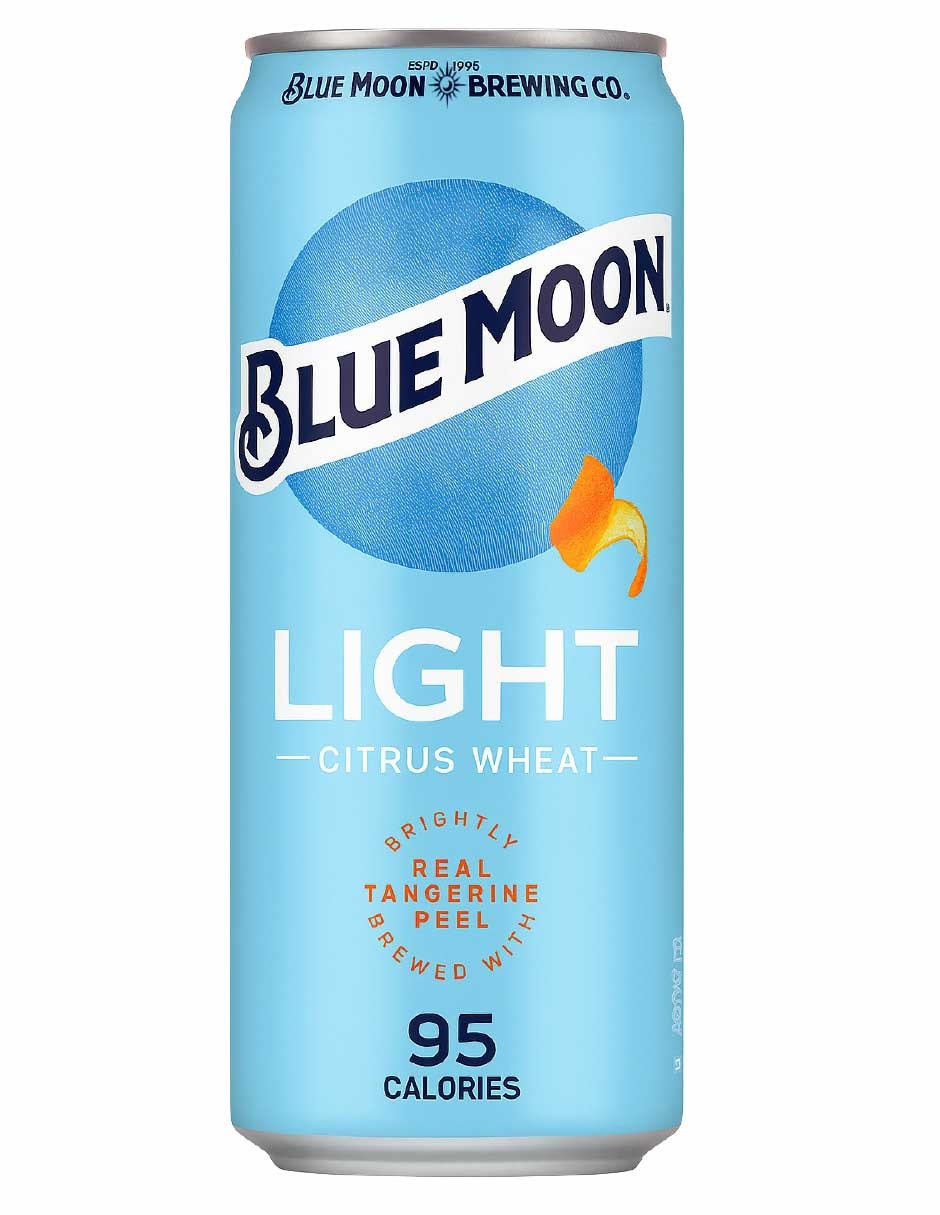 Cerveza clara blue moon moon light lager herbal y cítrico 355 ml 5