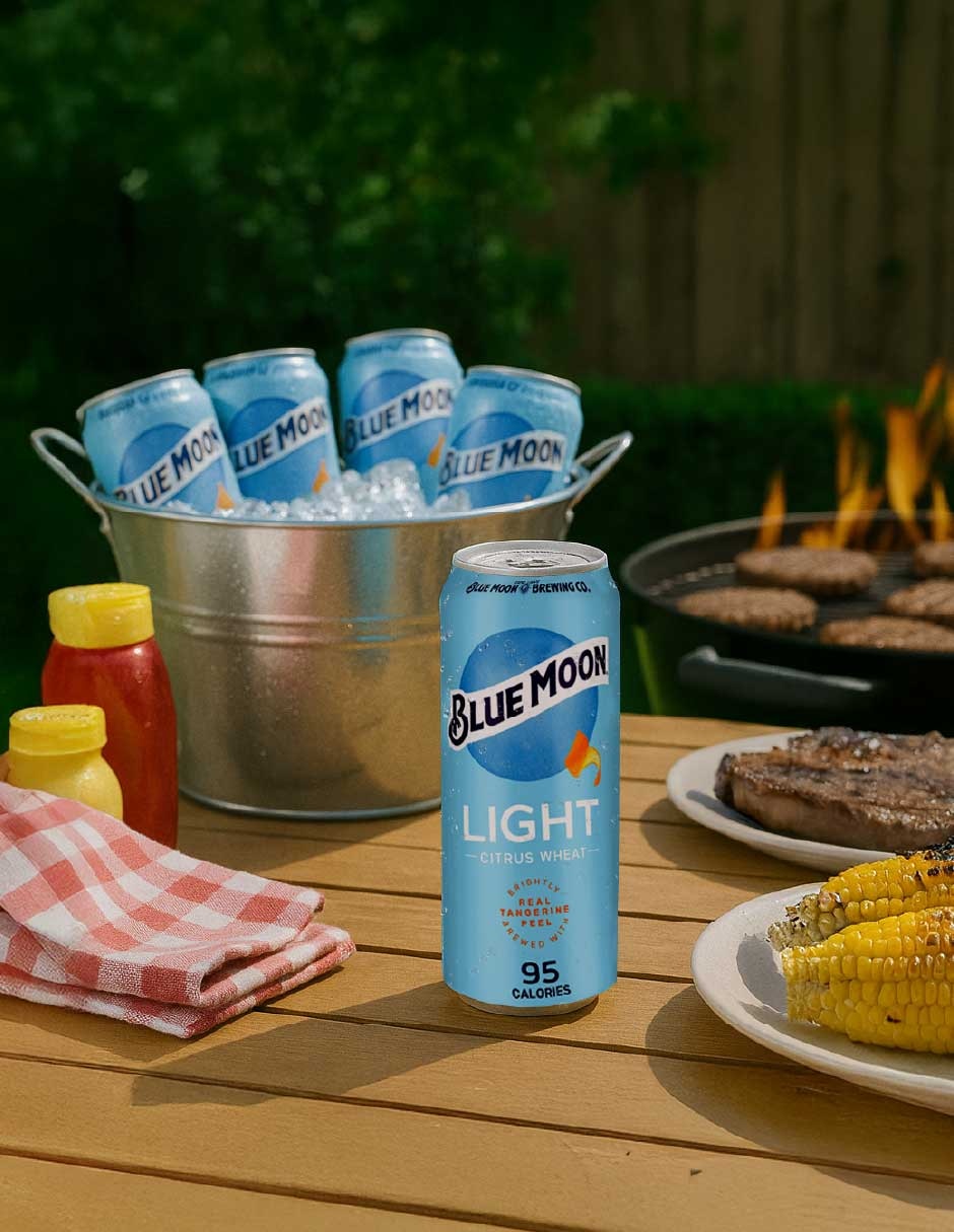 Cerveza clara blue moon moon light lager herbal y cítrico 355 ml 6