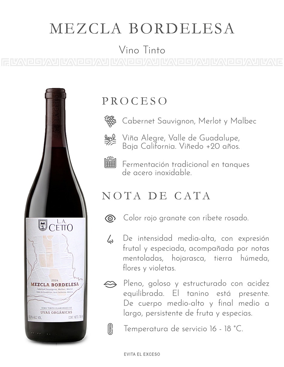 Set de vino tinto Varietal Uvas Orgánicas México