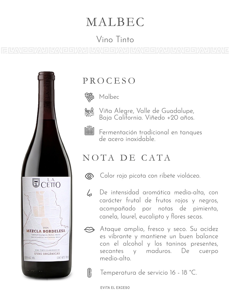 Set de vino tinto Varietal Uvas Orgánicas México