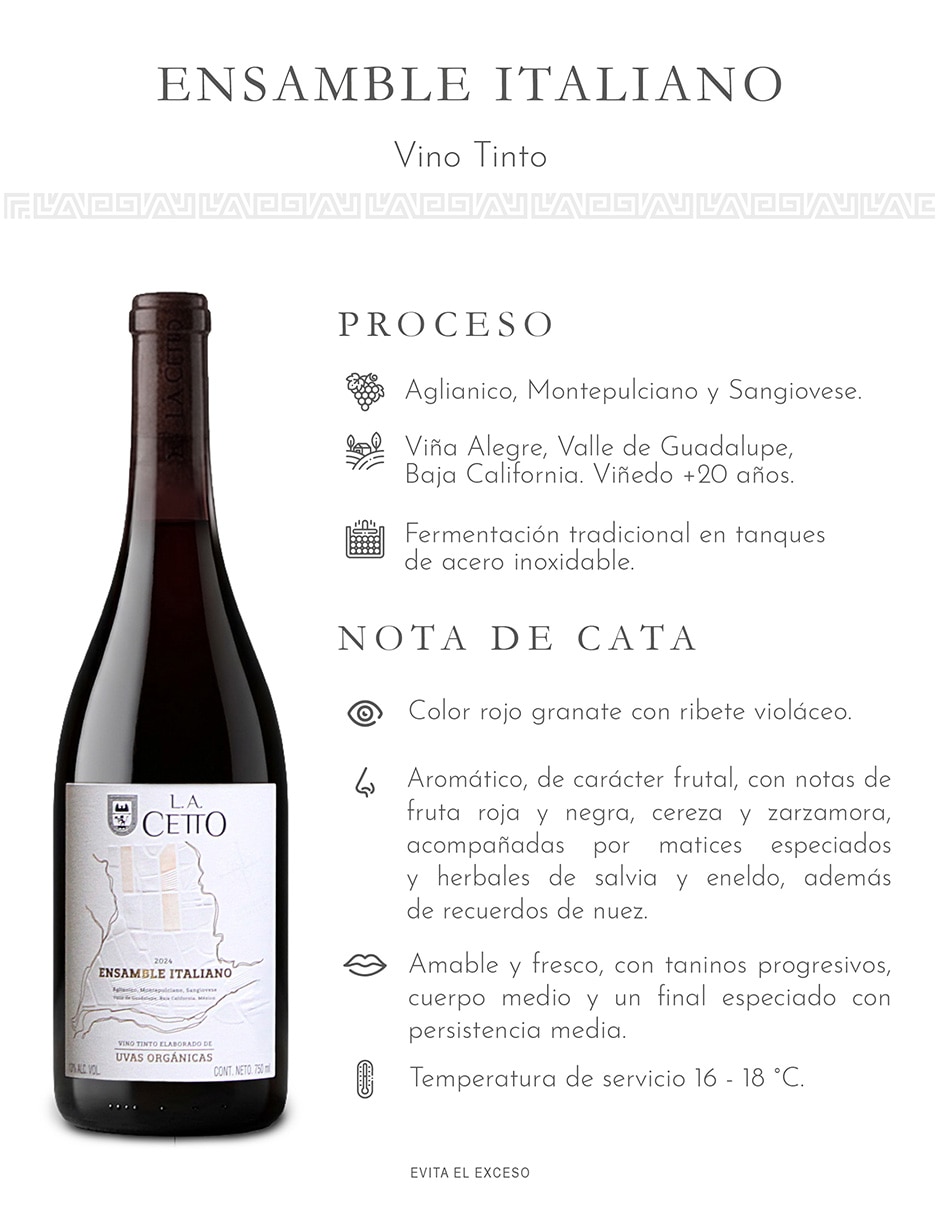 Set de vino tinto Varietal Uvas Orgánicas México